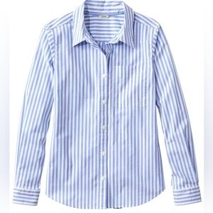 LL BEAN Essential Cotton Poplin Blue Stripe Shirt (size large)